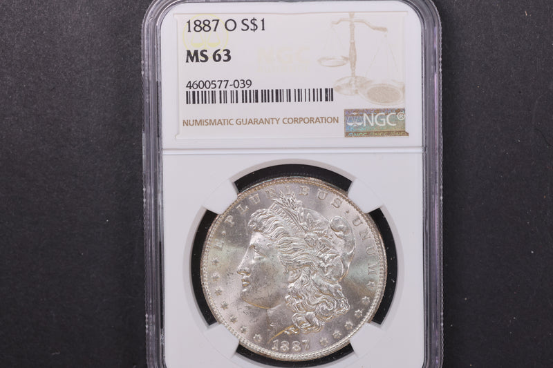 1887-O Morgan Silver Dollar, PCGS Graded MS63. Store