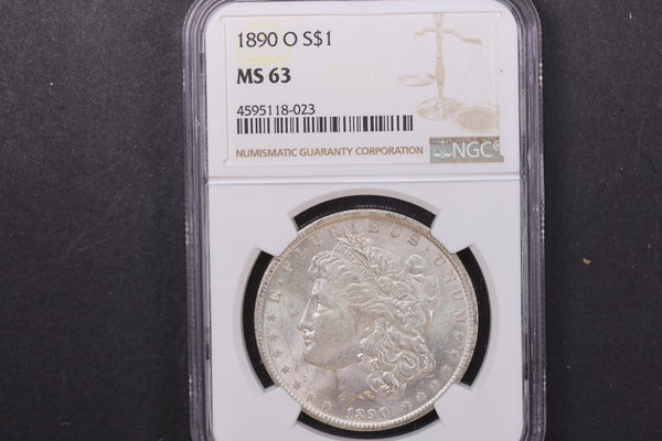1890-O Morgan Silver Dollar, NGC Graded MS63. Store #08874