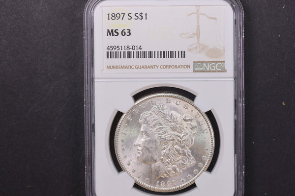 1897-S Morgan Silver Dollar, NGC Graded MS63. Store #08879