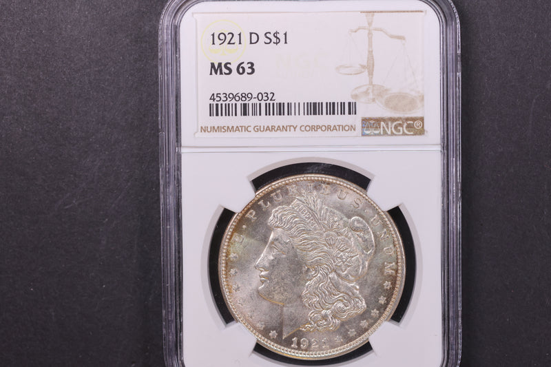 1921-D Morgan Silver Dollar, NGC Graded MS63. Store