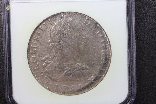 1781 8 Real, Ship Wreck Coin. EL CAZADOR, NGC Graded Genuine. Store #08892