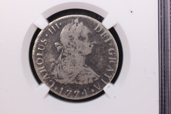 1774 2 Real, Ship Wreck Coin. EL CAZADOR, NGC Graded Genuine. Store #08894