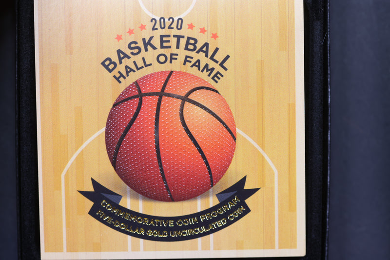 2020 $5 Basketball Hall of Fame, Gold Proof Commemorative. Store