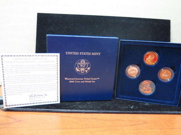 2004 Westward Journey Nickel and $1 Series Coin and Medal Set. In Original Government Packaging. Store # 12400