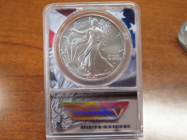 2021 American Silver Eagle Type II. First Strike Coin. ANACS MS70. Store