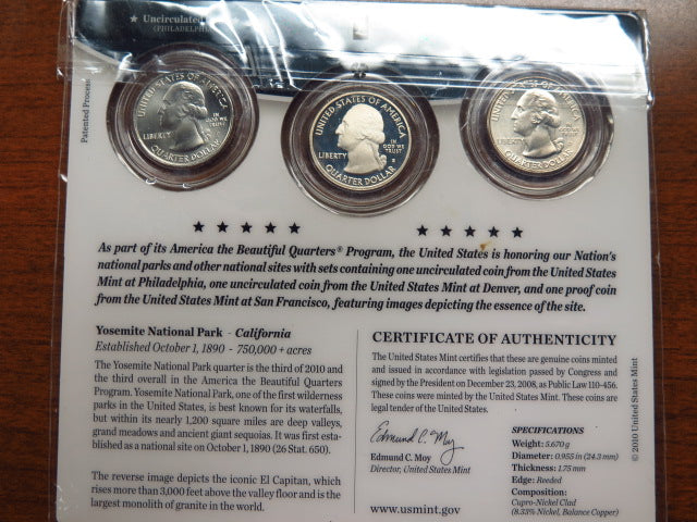 2010-P, D, S America the Beautiful Clad Proof Set. Yosemite. Store # 12392