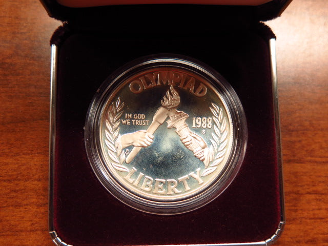 1988-S Olympic Proof Silver Dollar Commemorative. In Original Government Packaging. Store
