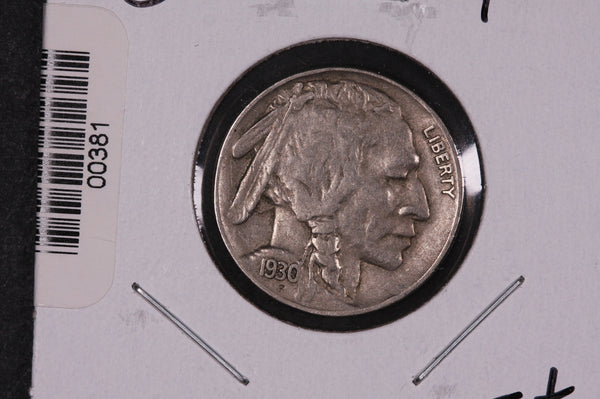 1930-S Buffalo Nickel, Average Circulated Coin.  Store #00381