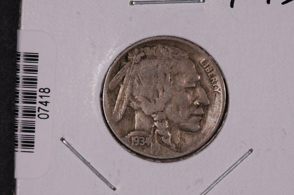 1934-D Buffalo Nickel, Average Circulated Coin.  Store #07418