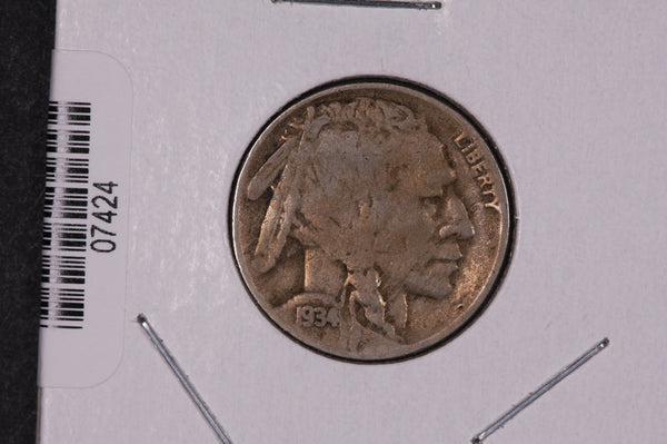 1934-D Buffalo Nickel, Average Circulated Coin.  Store #07424