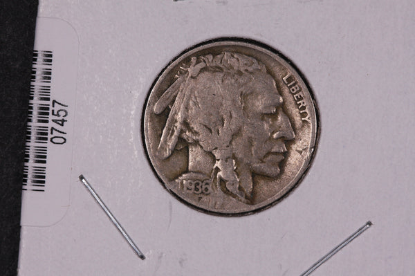 1936-D Buffalo Nickel, Average Circulated Coin.  Store #07457