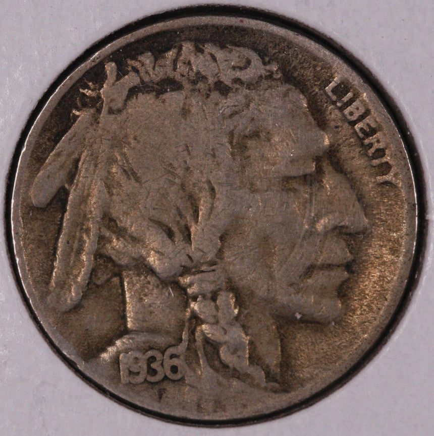 1936-D Buffalo Nickel, Very Good Circulated Coin.  Store #NL853