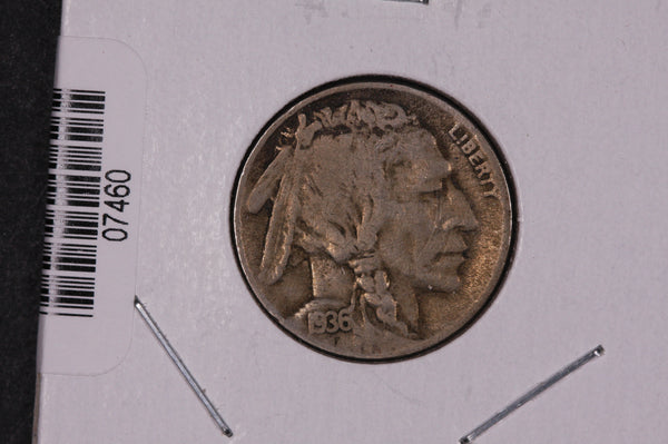 1936-D Buffalo Nickel, Average Circulated Coin.  Store #07460