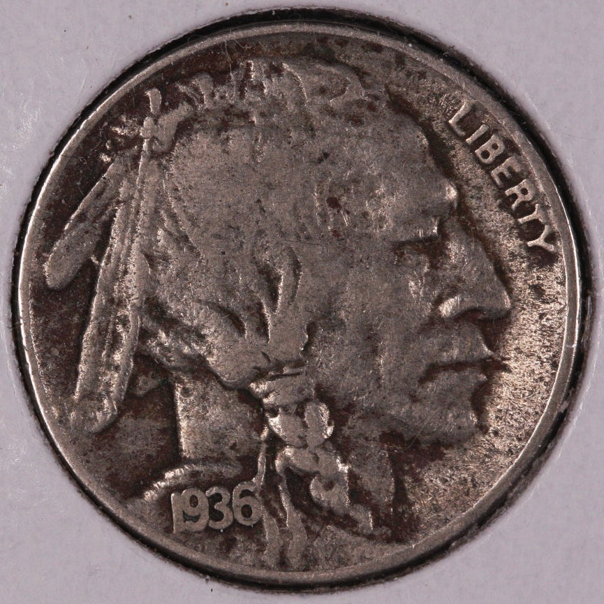 1936-S Buffalo Nickel, Very Good Circulated Coin.  Store #NL856