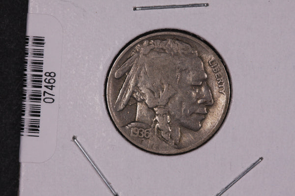 1936-S Buffalo Nickel, Average Circulated Coin.  Store #07468