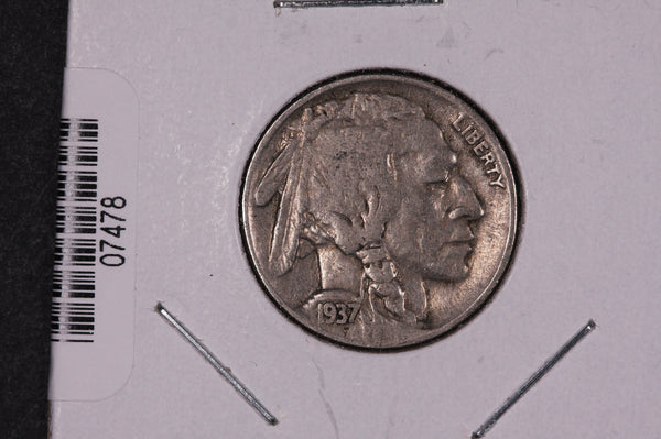 1937 Buffalo Nickel, Average Circulated Coin.  Store #07478