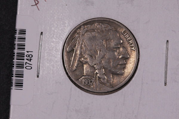 1937 Buffalo Nickel, Average Circulated Coin.  Store #07481