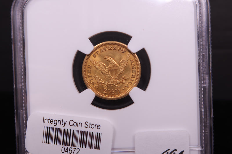 1907 $2.50 Quarter Eagle, Gold Coin. NGC Certified MS-62