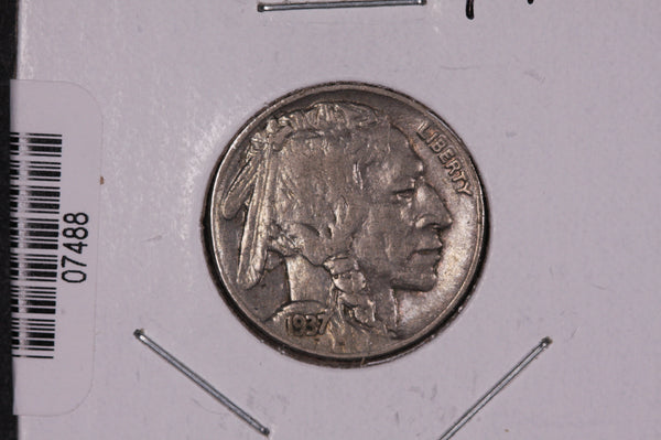 1937 Buffalo Nickel, Average Circulated Coin.  Store Sale #07488