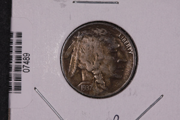 1937-D Buffalo Nickel, Average Circulated Coin.  Store Sale #07489