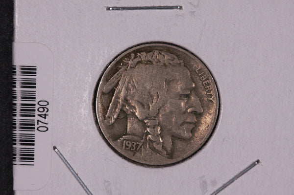 1937-D Buffalo Nickel, Average Circulated Coin.  Store Sale #07490