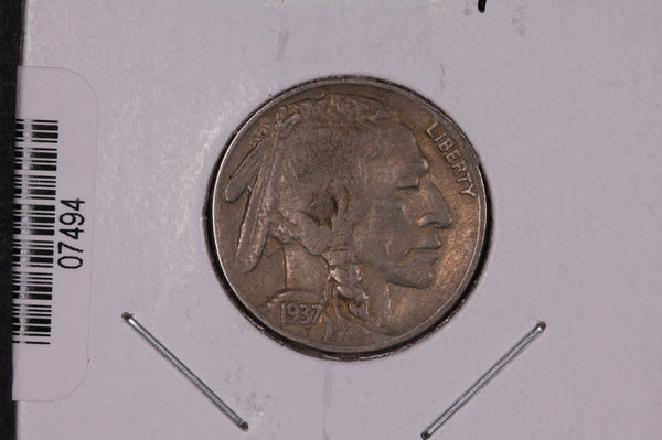 1937-D Buffalo Nickel, Average Circulated Coin.  Store Sale #07494