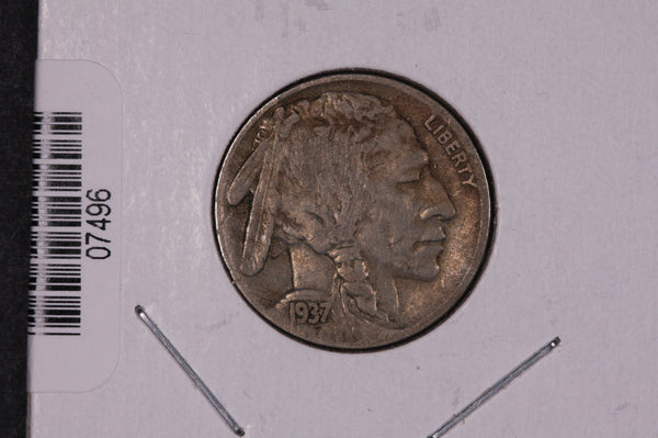1937-S Buffalo Nickel, Average Circulated Coin.  Store Sale #07496