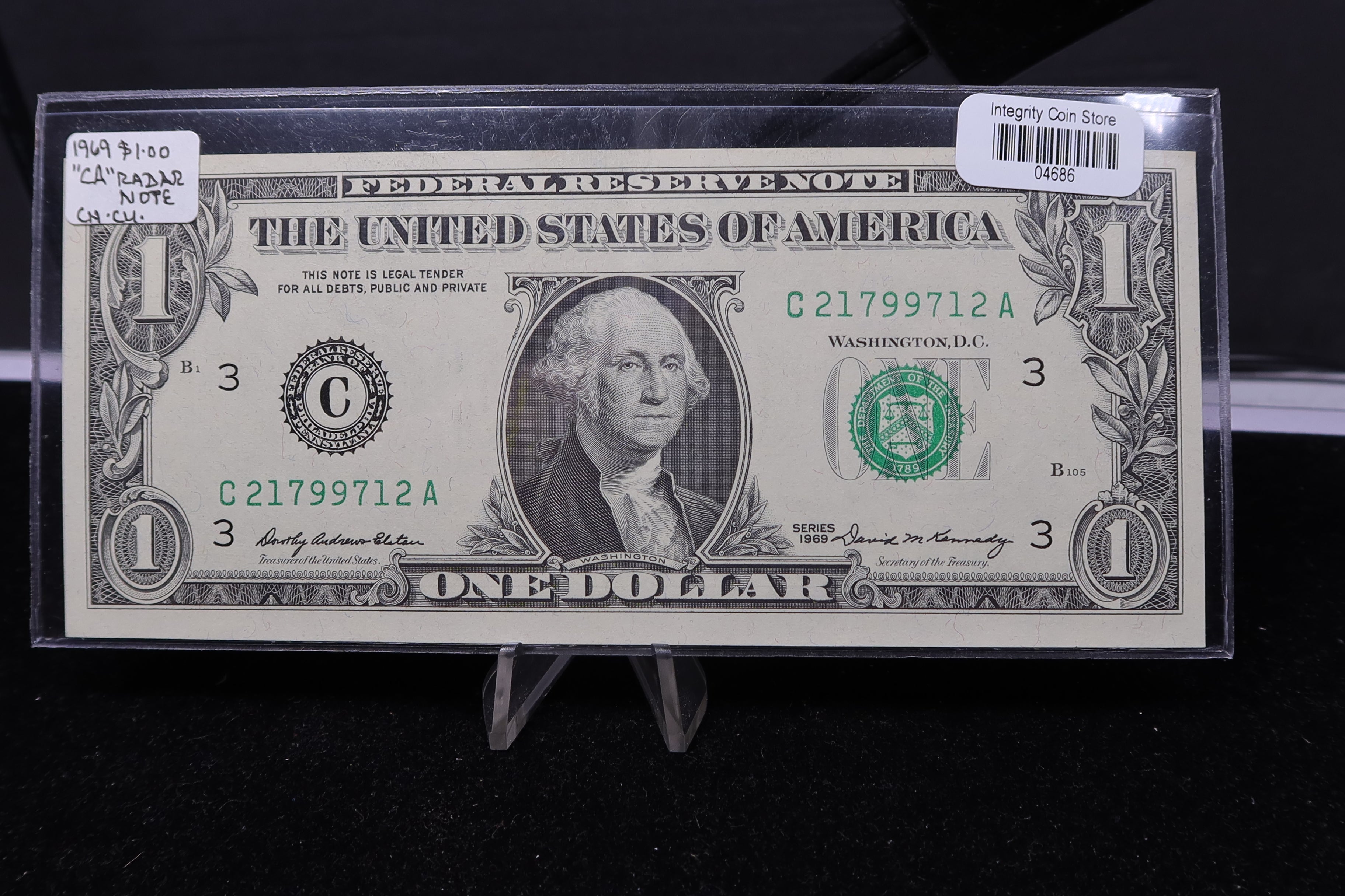 1969 $1., F.R.N. "CA" Radar Note, Crisp UN-Circulated. Store #4686