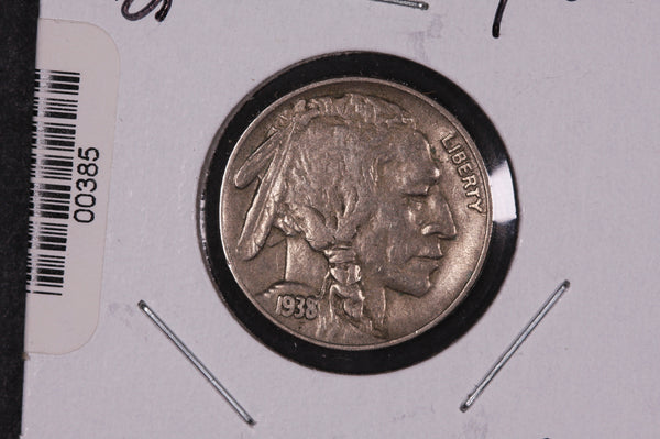 1938-D Buffalo Nickel, Average Circulated Coin.  Store Sale #00385