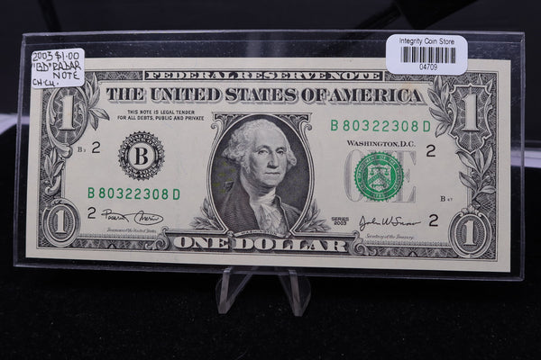 2003 $1 Federal Reserve Note. "BD" Radar Note, Crisp UN-Circulated. Store #04709