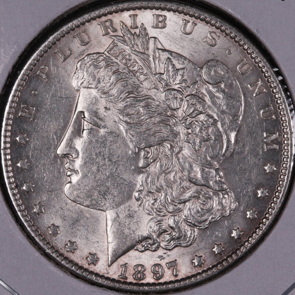 1897 Morgan Silver Dollar, Gem Mint State Uncirculated Coin, Store #DR0375