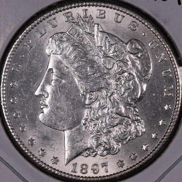 1897-S Morgan Silver Dollar, Mint State Uncirculated Coin, Store #DR0376