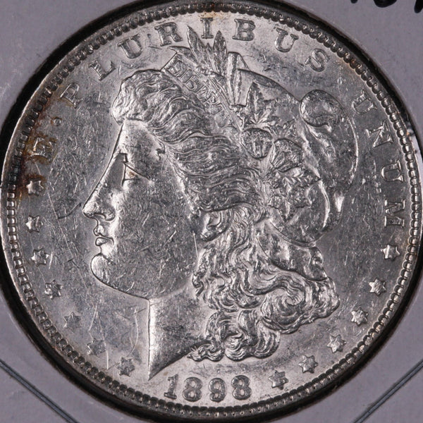 1898 Morgan Silver Dollar, About Uncirculated Coin, Store #DR0093