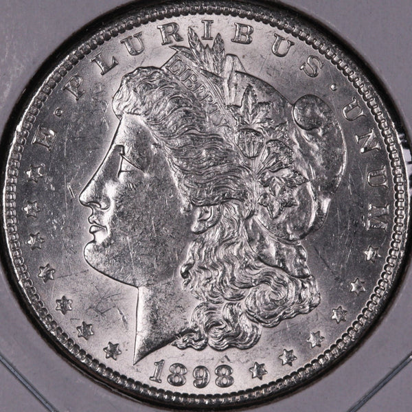 1898 Morgan Silver Dollar, Mint State Uncirculated Coin, Store #DR0381