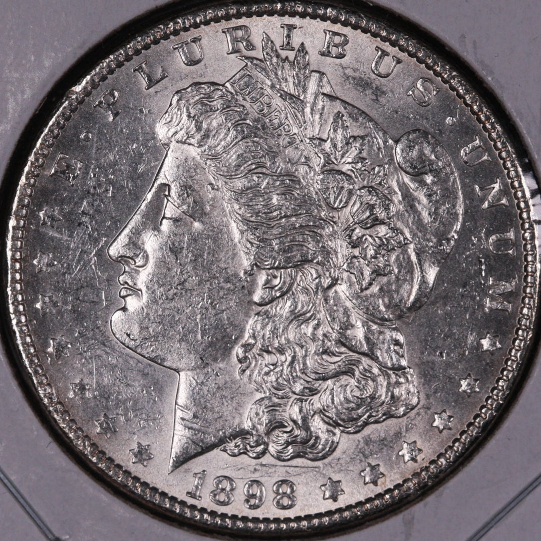1898 Morgan Silver Dollar, Mint State Uncirculated Coin, Store #DR0382