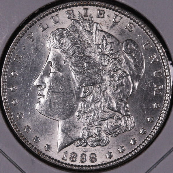 1898 Morgan Silver Dollar, Mint State Uncirculated Coin, Store #DR0386