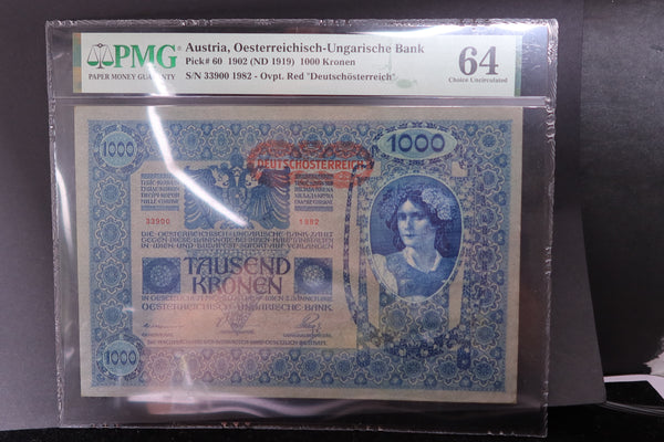 1902 Austria, Oesterreichisch-Ungarische Bank. 1000 Kronen. PMG CU-64 #01005