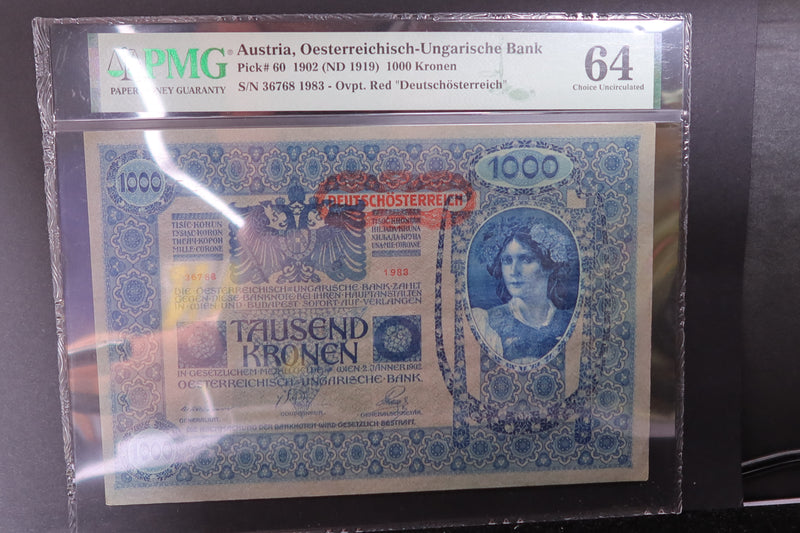 1902 Austria, Oesterreichisch-Ungarische Bank. 1000 Kronen. PMG CU-64