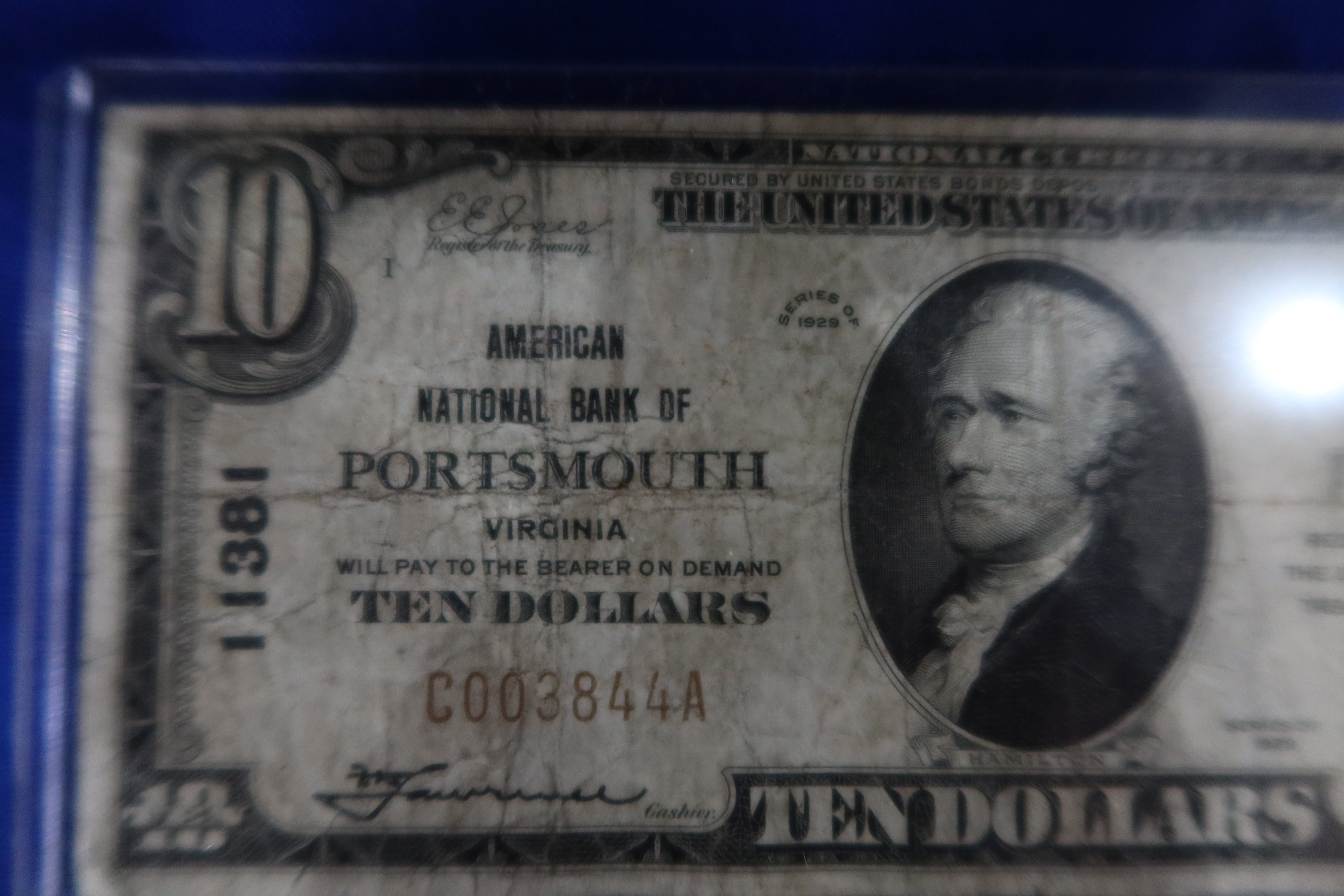 1929 $10 National Currency, "Portsmouth, VIRGINIA", Charter #11381
