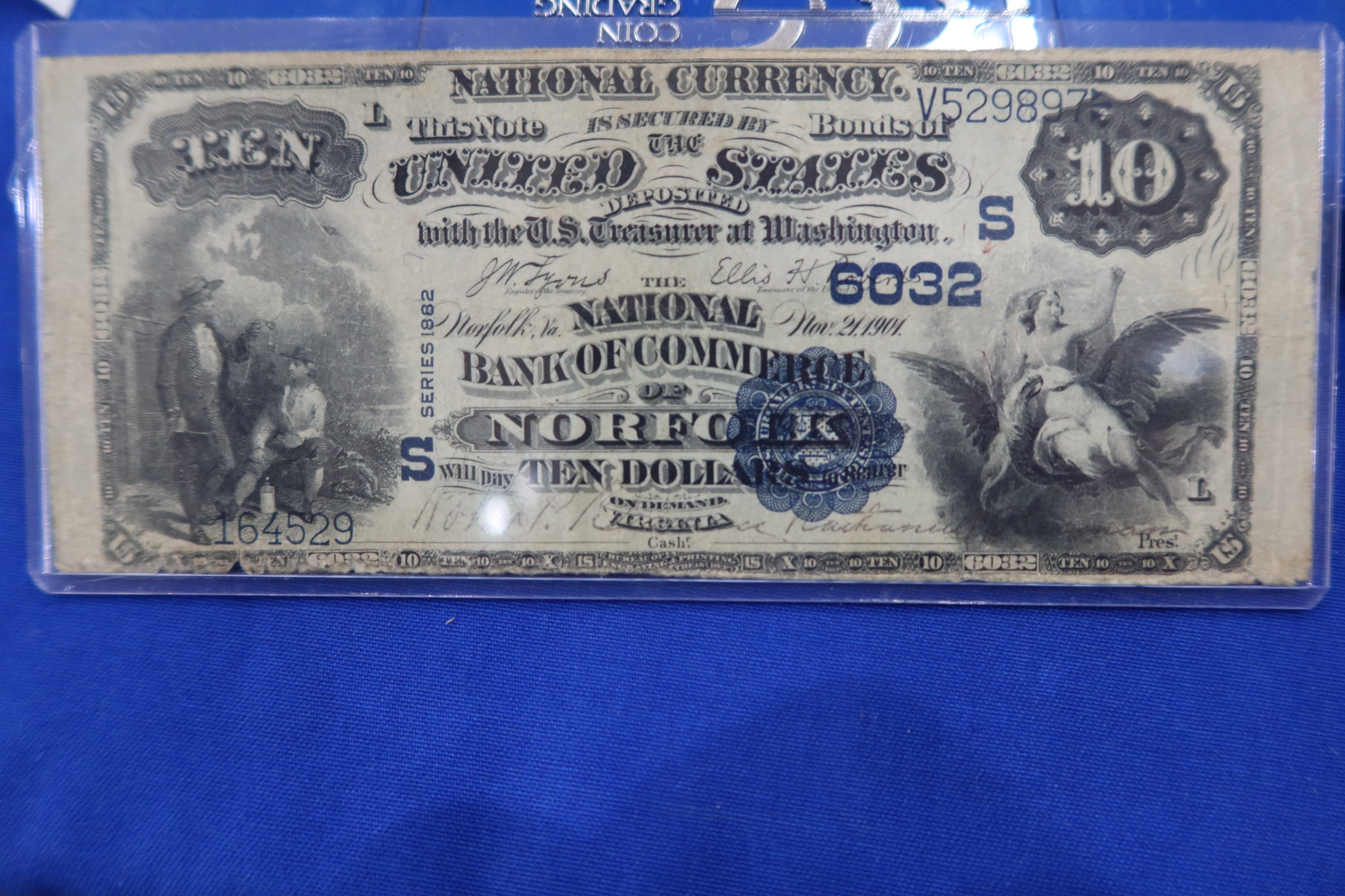 1882 National Currency, "Norfolk, Virginia", Large Size Note. "Hard Note".