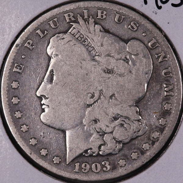 1903-S Morgan Silver Dollar, Very Good+ Circulated Coin, Store #DR0426