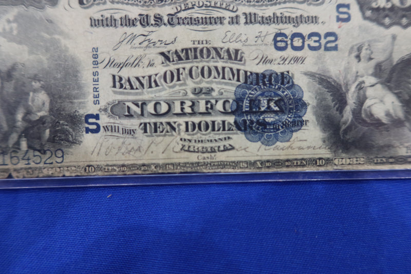 1882 National Currency, "Norfolk, Virginia", Large Size Note. "Hard Note".