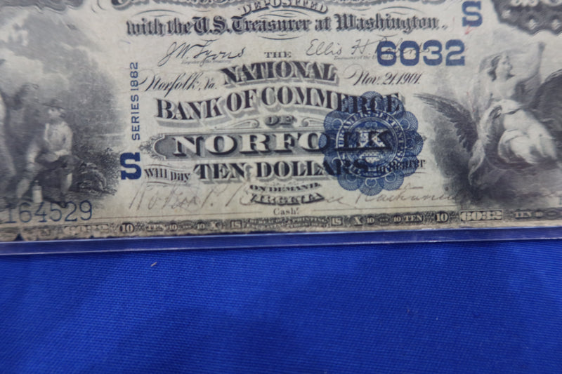 1882 National Currency, "Norfolk, Virginia", Large Size Note. "Hard Note".
