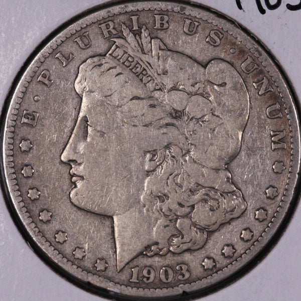 1903-S Morgan Silver Dollar, Very Good+ Circulated Coin, Store #DR0417