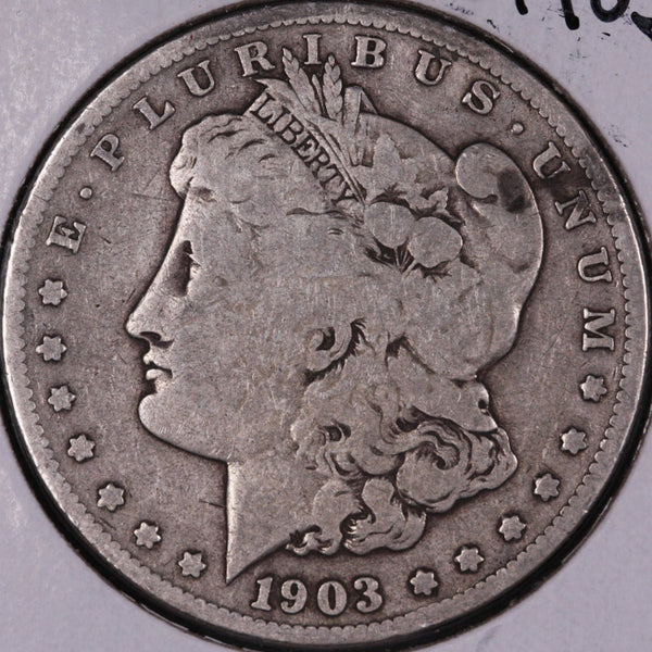 1903-S Morgan Silver Dollar, Very Good+ Circulated Coin, Store #DR0112