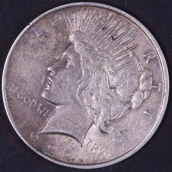 1922 Peace Silver Dollar, Extra Fine Circulated Coin, Store #DR0493