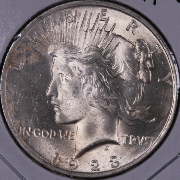 1923 Peace Silver Dollar, Gem Mint State Uncirculated Coin, Store #DR0511