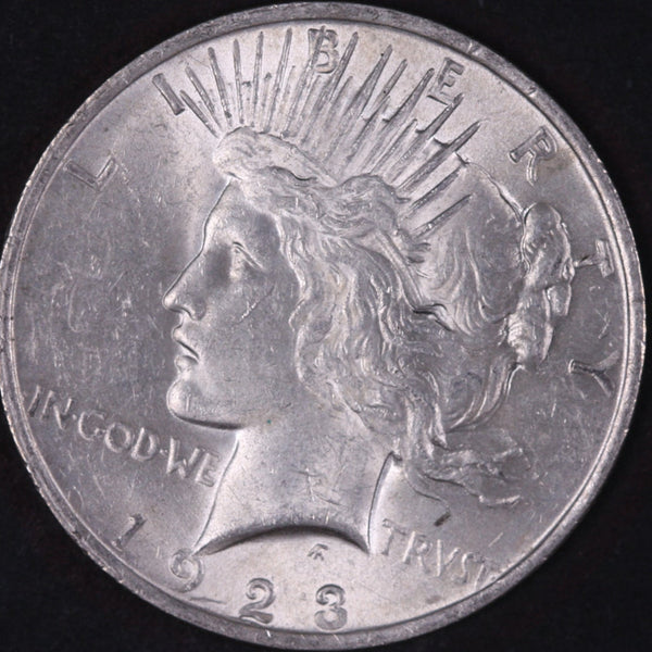 1923 Peace Silver Dollar, Mint State Uncirculated Coin, Store #DR0518