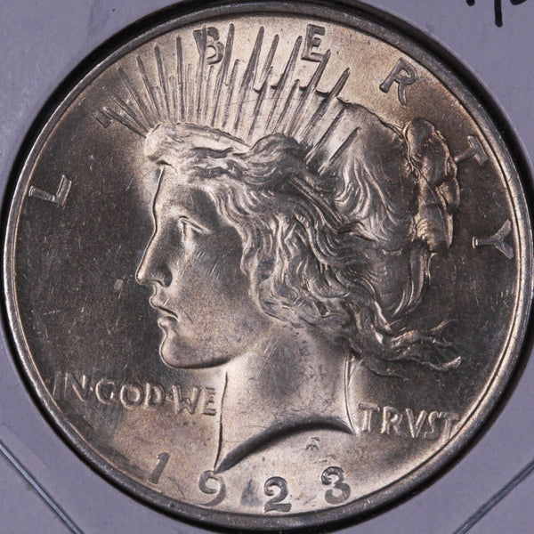 1923 Peace Silver Dollar, Mint State Uncirculated Coin, Store #DR0522