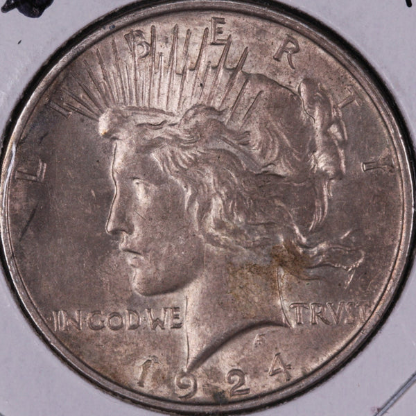 1924 Peace Silver Dollar, Very Fine Circulated Coin, Store #DR0533